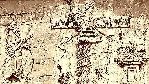 Fresque mural sur le tombeau de Darius