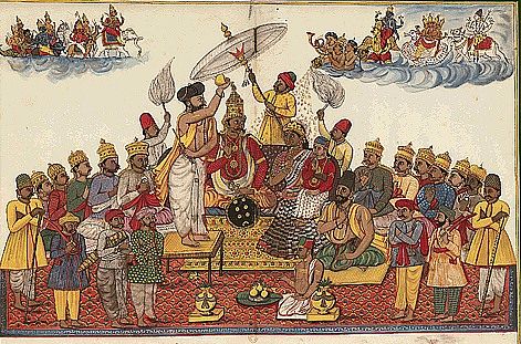 Illustration d'une cour royale hindou
