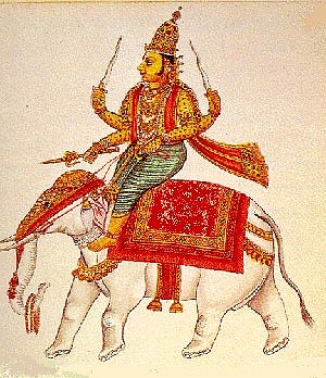 dessin du dieu Indra sur un éléphant