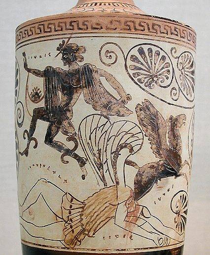 Épisode mythologique sur un vase antique