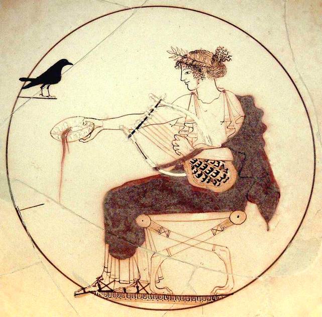 dessin d'Apollon faisant une offrande